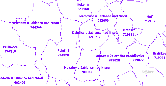 Katastrální mapa Dalešice
