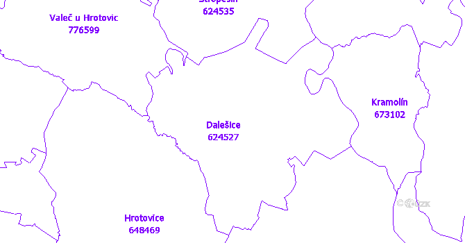 Katastrální mapa Dalešice
