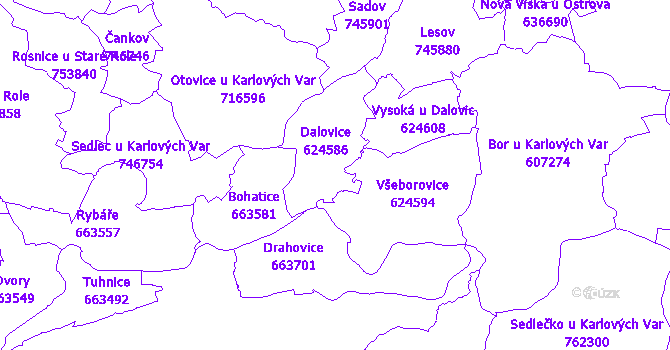 Katastrální mapa Dalovice