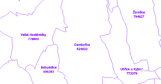 Katastrální mapa Dambořice
