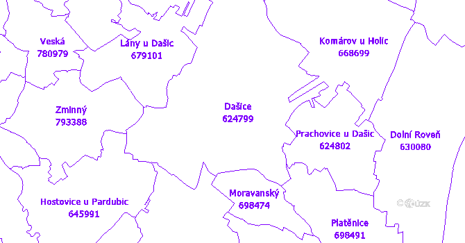Katastrální mapa Dašice