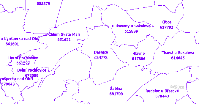 Katastrální mapa Dasnice