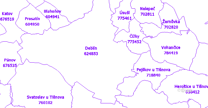 Katastrální mapa Deblín