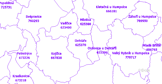 Katastrální mapa Dehtáře