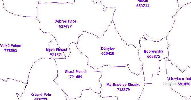 Katastrální mapa Děhylov