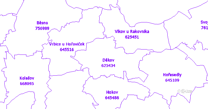 Katastrální mapa Děkov