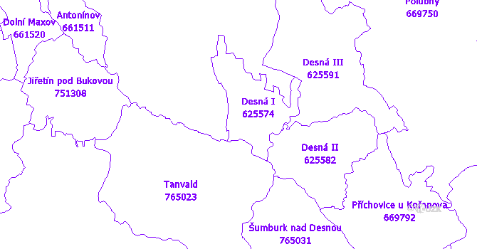 Katastrální mapa Desná