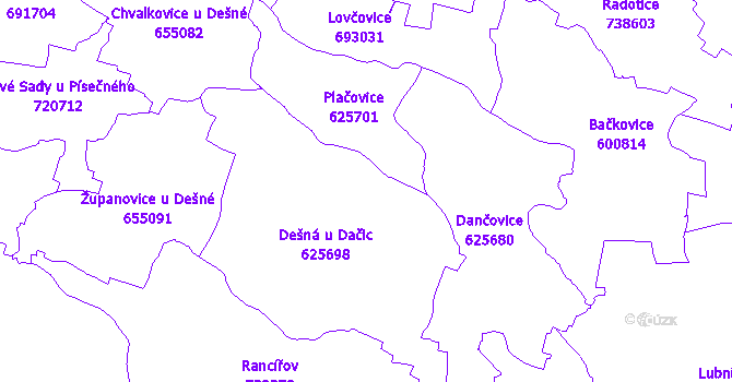 Katastrální mapa Dešná