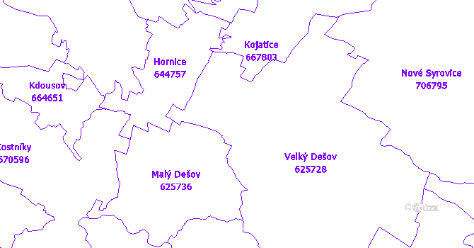 Katastrální mapa Dešov