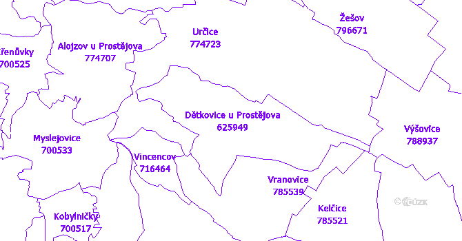 Katastrální mapa Dětkovice