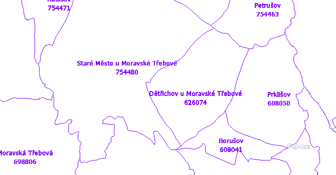 Katastrální mapa Dětřichov u Moravské Třebové