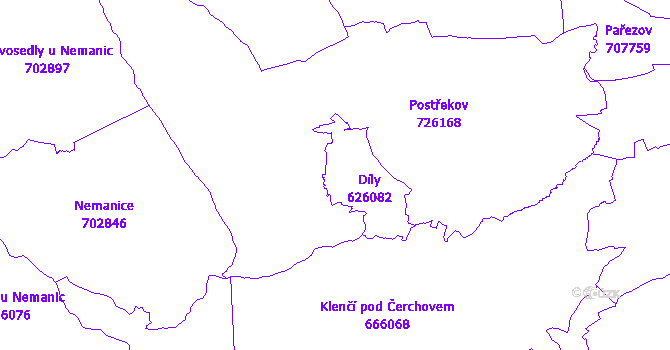 Katastrální mapa Díly