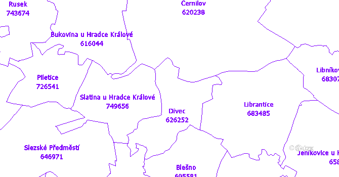 Katastrální mapa Divec