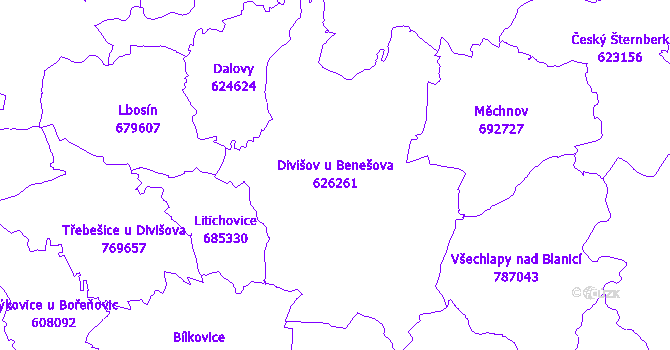 Katastrální mapa Divišov