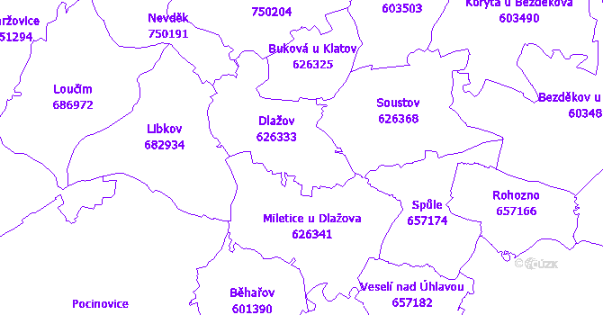Katastrální mapa Dlažov