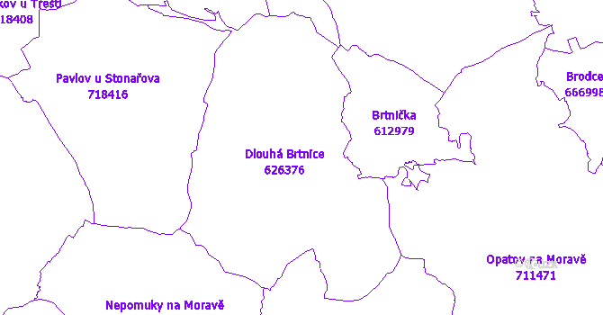 Katastrální mapa Dlouhá Brtnice