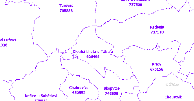 Katastrální mapa Dlouhá Lhota