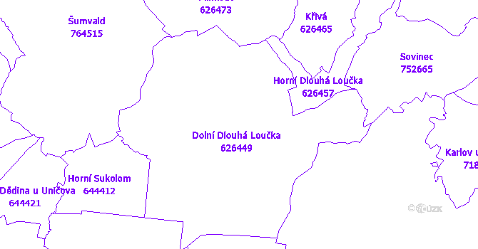 Katastrální mapa Dlouhá Loučka