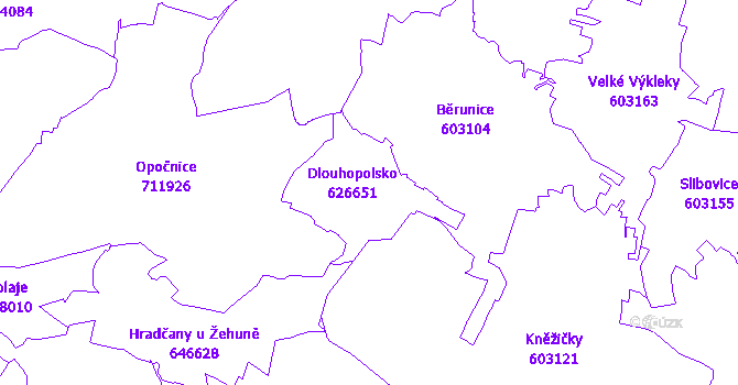 Katastrální mapa Dlouhopolsko