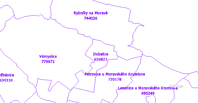 Katastrální mapa Dobelice