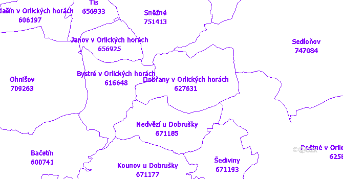 Katastrální mapa Dobřany