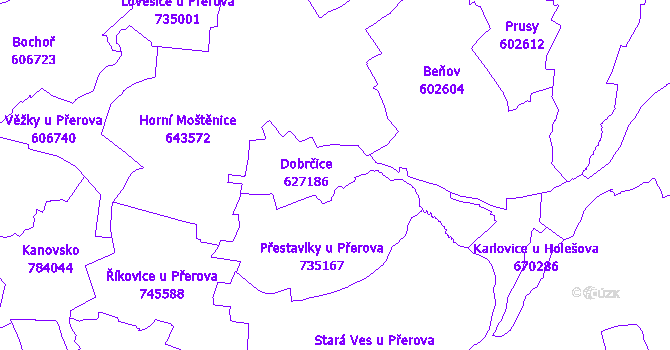 Katastrální mapa Dobrčice