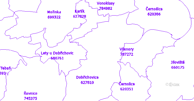 Katastrální mapa Dobřichovice