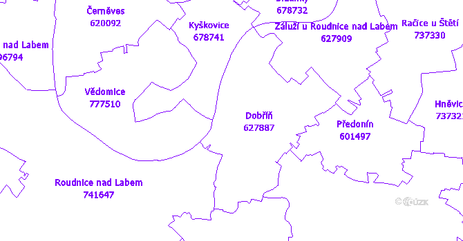 Katastrální mapa Dobříň