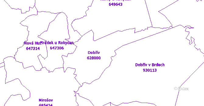 Katastrální mapa Dobřív