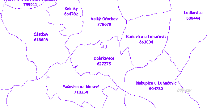 Katastrální mapa Dobrkovice