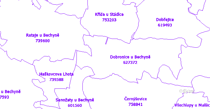 Katastrální mapa Dobronice u Bechyně