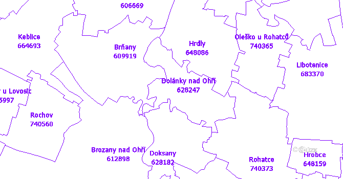 Katastrální mapa Dolánky nad Ohří