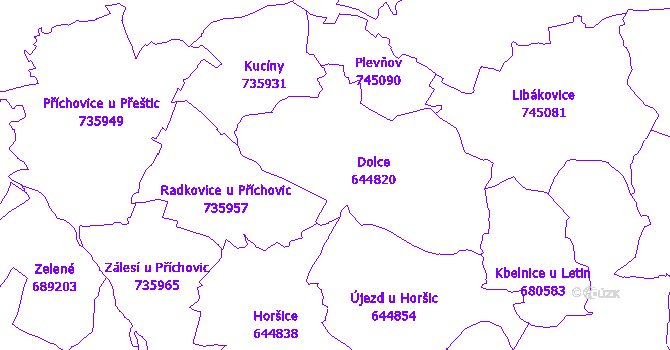 Katastrální mapa Dolce