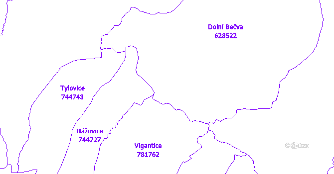 Katastrální mapa Dolní Bečva