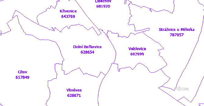 Katastrální mapa Dolní Beřkovice