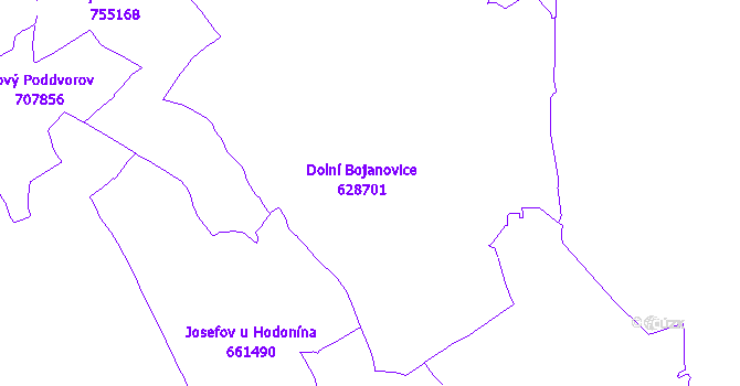 Katastrální mapa Dolní Bojanovice