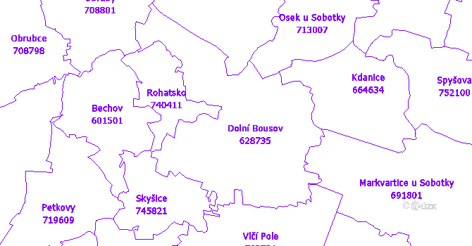 Katastrální mapa Dolní Bousov