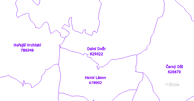 Katastrální mapa Dolní Dvůr