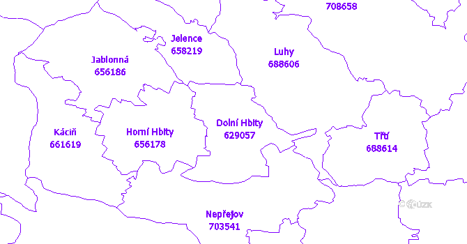 Katastrální mapa Dolní Hbity