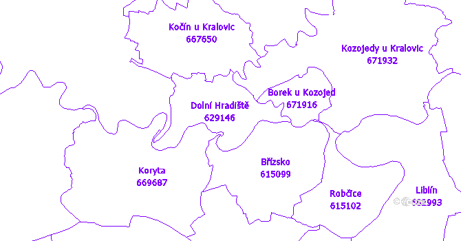 Katastrální mapa Dolní Hradiště