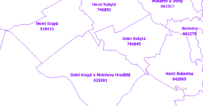 Katastrální mapa Dolní Krupá