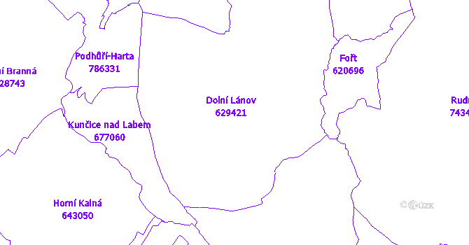 Katastrální mapa Dolní Lánov