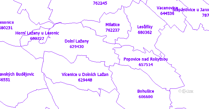 Katastrální mapa Dolní Lažany