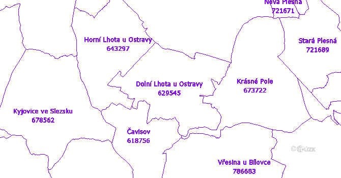 Katastrální mapa Dolní Lhota