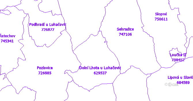 Katastrální mapa Dolní Lhota