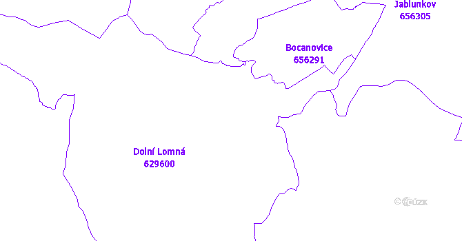 Katastrální mapa Dolní Lomná