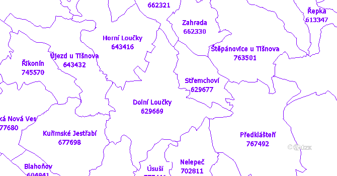 Katastrální mapa Dolní Loučky