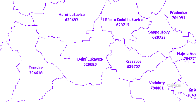 Katastrální mapa Dolní Lukavice