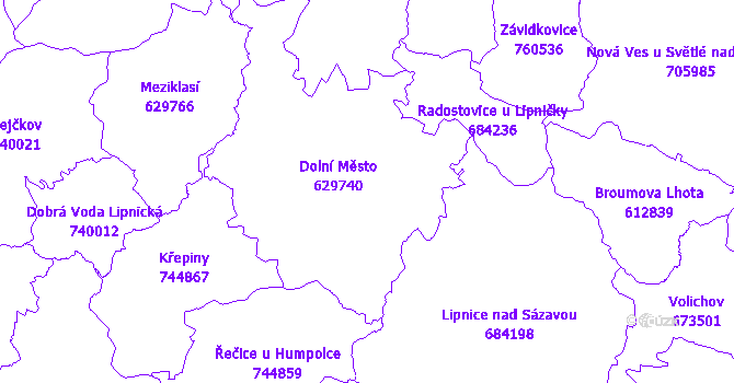 Katastrální mapa Dolní Město