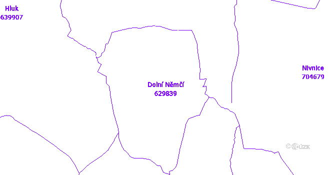 Katastrální mapa Dolní Němčí